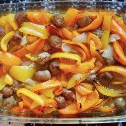 Ready for a date night IN? This Chicken Sausage & Peppers recipe is so easy to whip up on your own, but even easier for two people to make together!