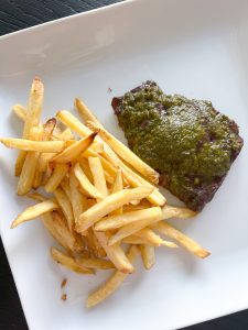 This 2-ingredient pesto skirt steak recipe is made in the air fryer! It's easy and tastes restaurant quality! Perfect for date night at home!